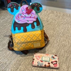 Loungefly Disney backpack w/ matching wallet